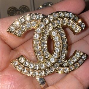 Elegant Gold and Silver Crystal Brooch
